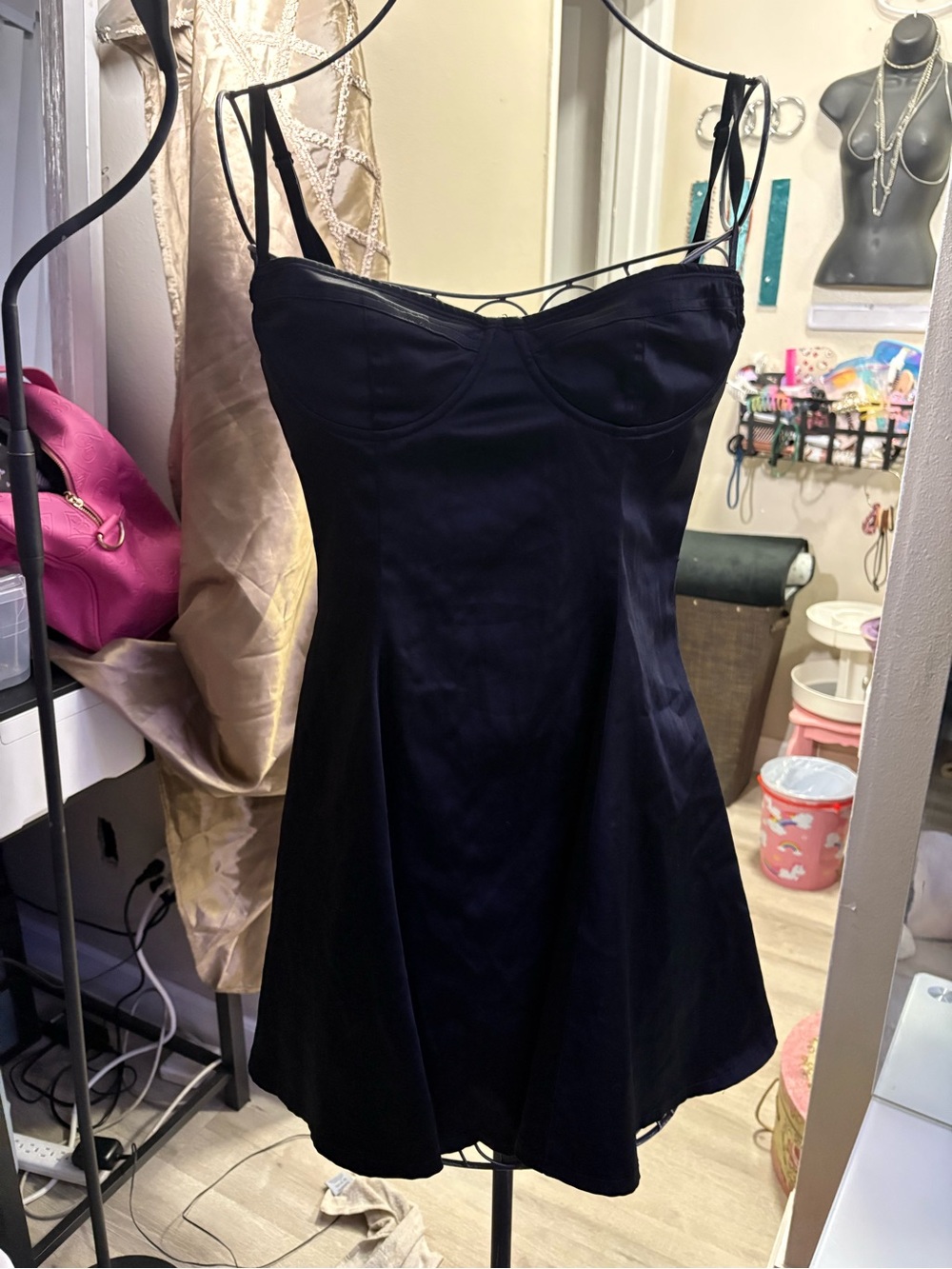 Current Mood Black Mini Slip Dress with Thin Straps